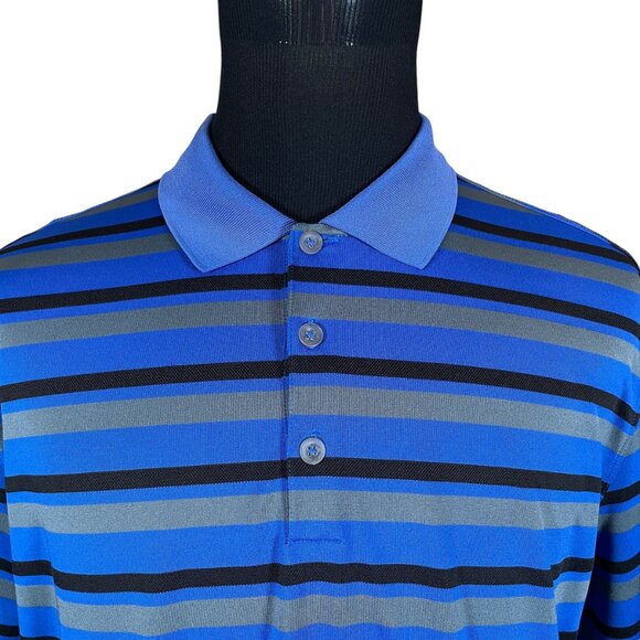 Nike Golf Men's Tour Performance Dri-Fit Blue Striped Short Sleeve Polo Shirt XL - Picture 3 of 7
